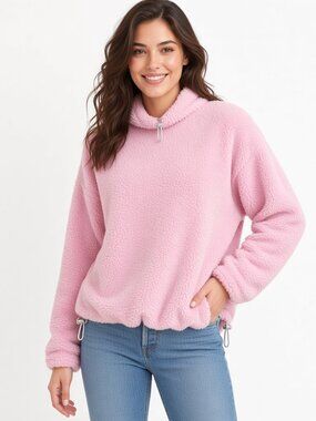 New Levi's WINSOME ORCHID Aura Pink Sherpa Fleece Sweatshirt Sweater